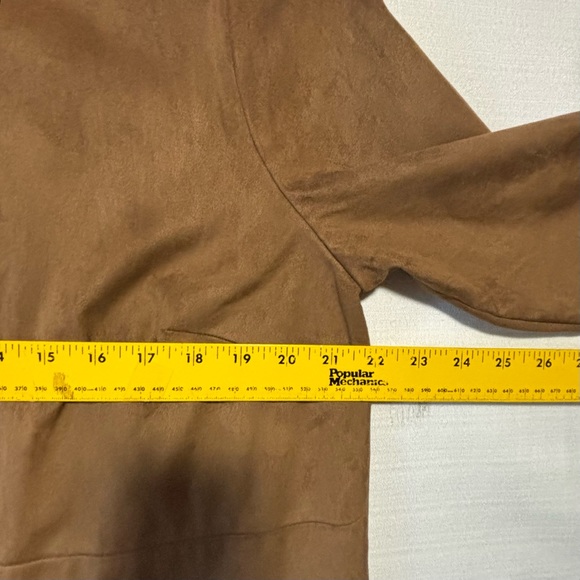 Chico’s Open front Jacket gold metal embellished (Med) 2 suede feel LIKE NEW - Picture 10 of 12